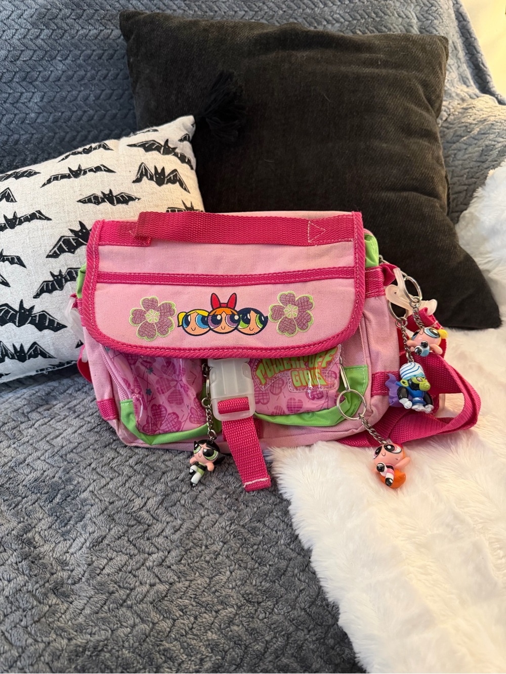 The Powerpuff Girls Pink Crossbody Bag with Charms